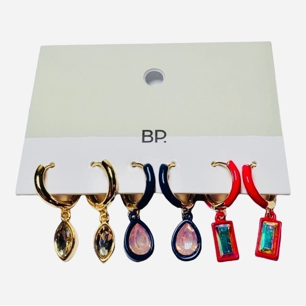 BP Pink, Blue, and Gold Gem Hoop Earrings